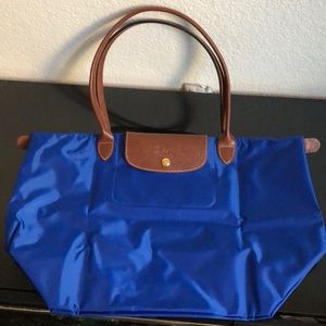 BNWT auth. blue Longchamp large Le Pliage tote bag